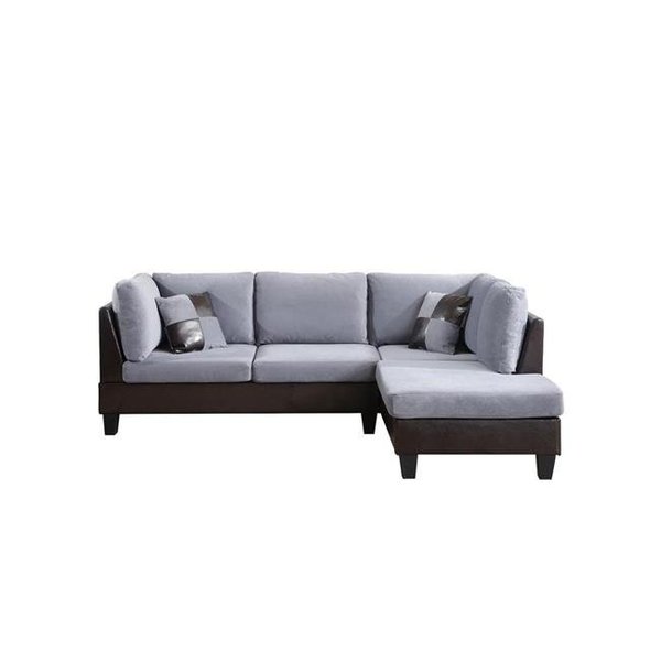 Nathaniel Home Nathaniel Home 72024GY Bonded Leather & Champion Sectional Set; Grey 72024GY